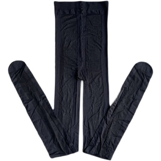 Dünne schwarze Strümpfe, sexy schlankmachende Strumpfhosen mit seitlichen vertikalen Streifen