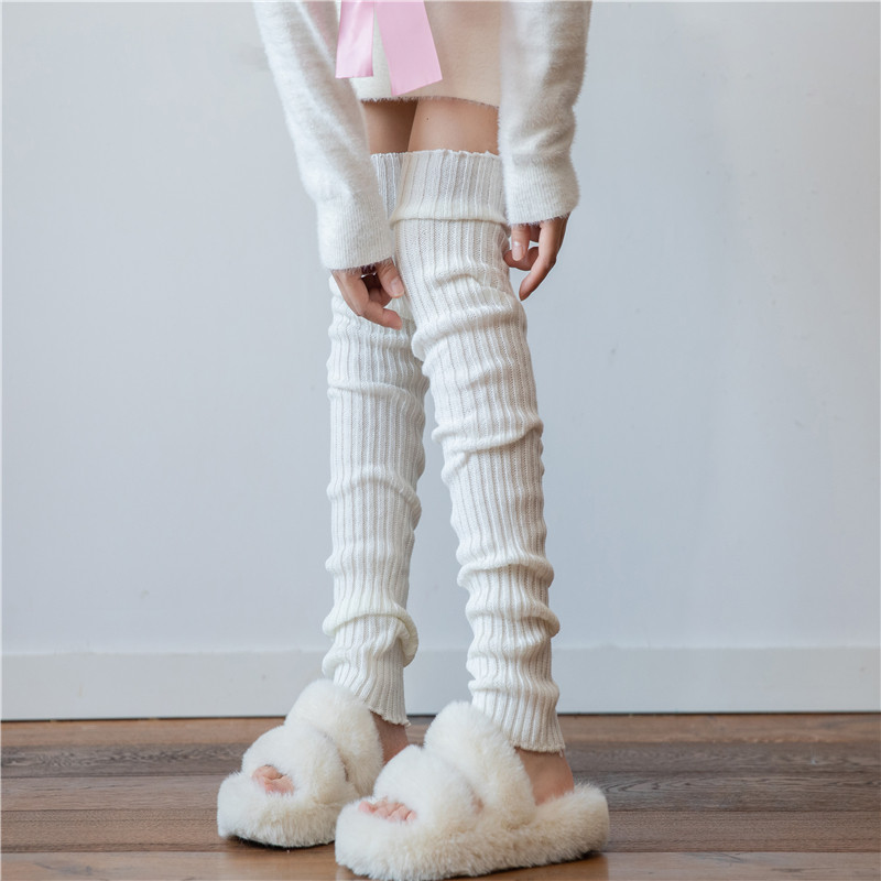 灰色过膝袜套加长针织腿套JK大腿袜女白色堆堆袜子Y2K秋冬长筒袜,淘宝优惠券,粉丝福利购,淘宝优惠卷