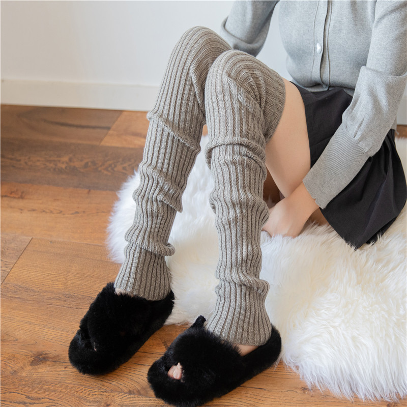 灰色过膝袜套加长针织腿套JK大腿袜女白色堆堆袜子Y2K秋冬长筒袜,淘宝优惠券,粉丝福利购,淘宝优惠卷
