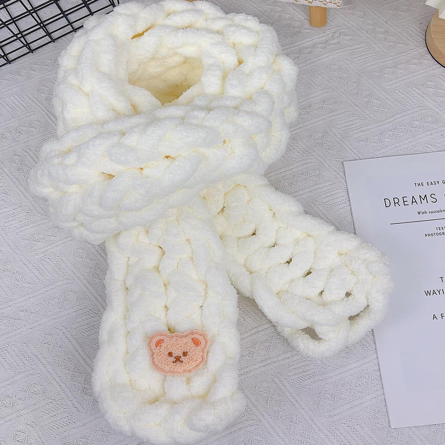 蜡笔小新同款手指围巾线围巾手工编织diy毛线猫尾巴线粗冰条线 - 图2