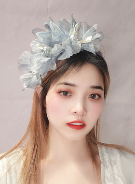 仙美发箍灰色蕾丝复古宽边压发