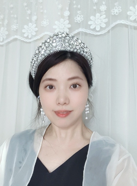 重工镶钻珍珠宽发箍女复古宫廷风王冠晚宴派对高级感头箍带齿头饰
