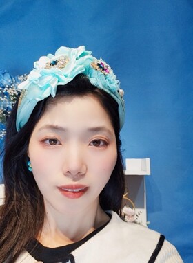 镶钻花朵发箍仙女布艺发卡气质