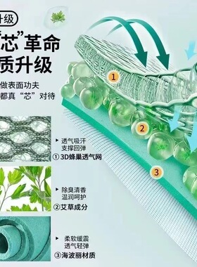 艾草清凉吸汗透气防臭软除臭鞋垫