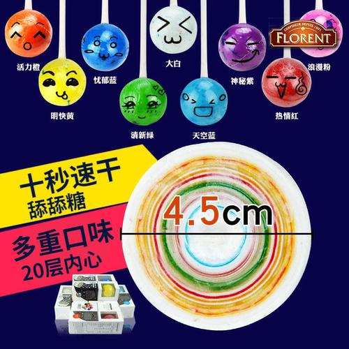 费罗伦进口Jawbreaker一次舔不完的糖球涂鸦网红抖音大白棒棒糖果 - 图0