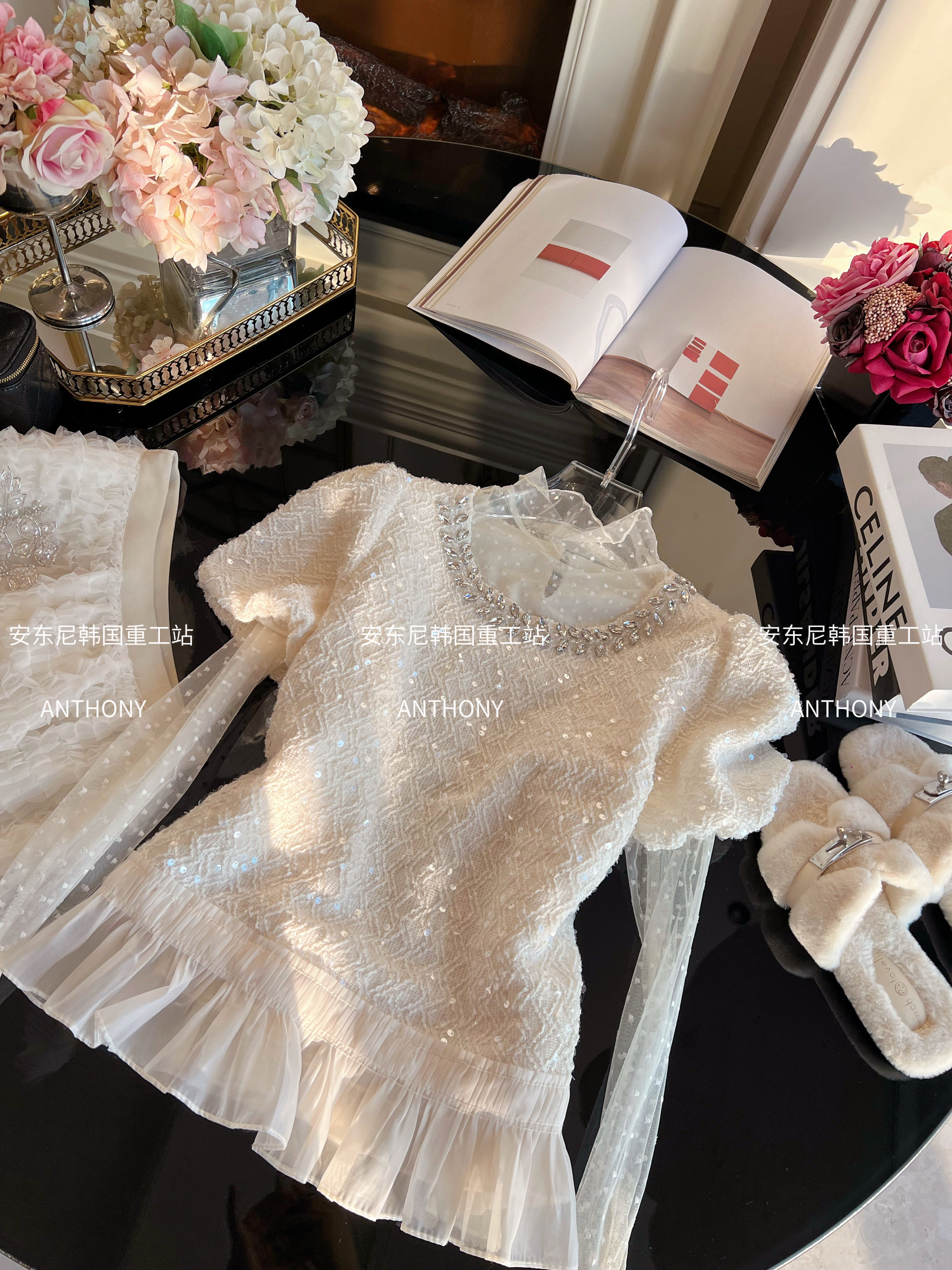 2026年春季法式小众泡泡袖甜美亮片宽松雪纺衫波点打底衫套装女装,淘宝优惠券,粉丝福利购,淘宝优惠卷