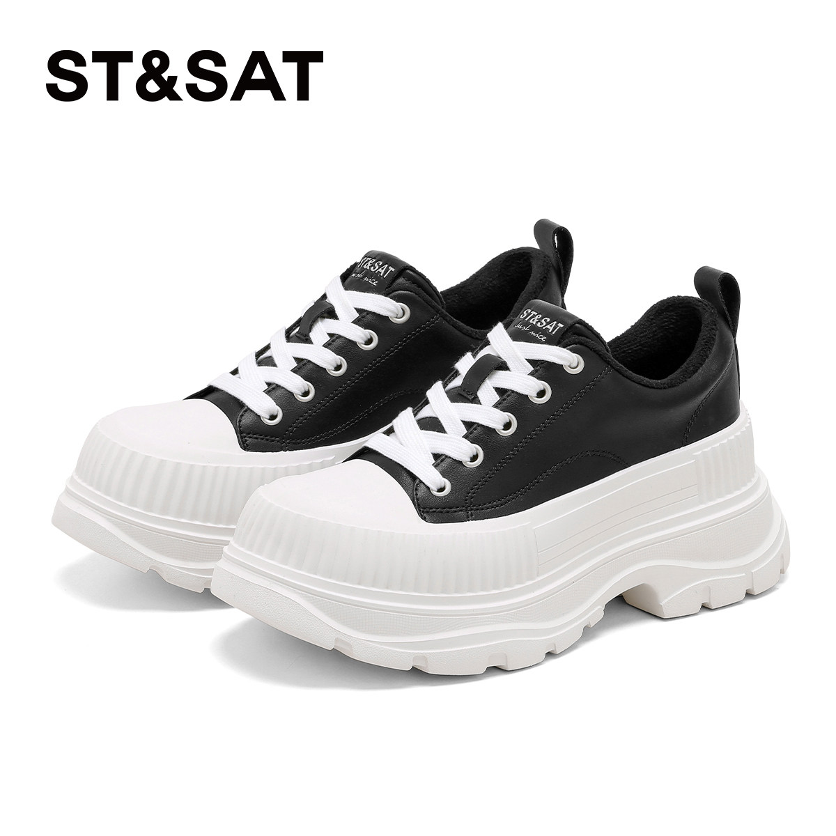 星期六加绒小白鞋女2026新款春季女松糕厚底增高老爹帆布运动板鞋,淘宝优惠券,粉丝福利购,淘宝优惠卷