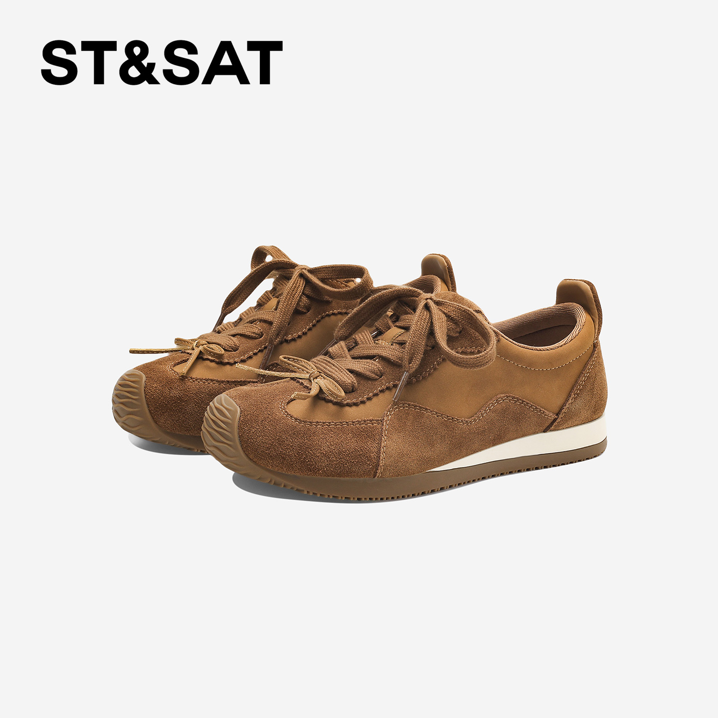 星期六复古德训鞋女2025厚底系带蝴蝶结休闲运动鞋时尚潮流阿甘鞋 - 图2