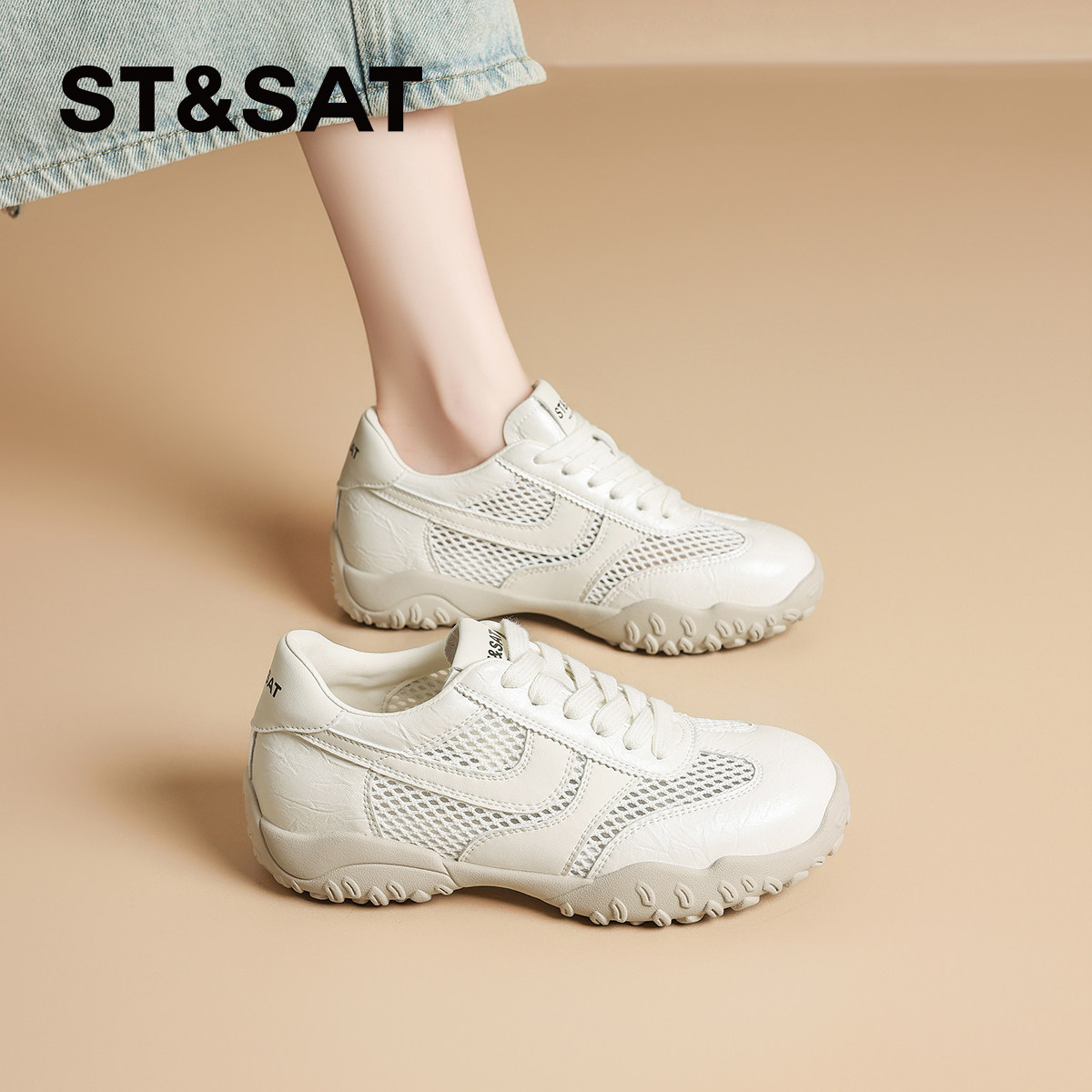 星期六爆款网面德训鞋女鞋子2025新款夏季舒适软底透气阿甘运动鞋