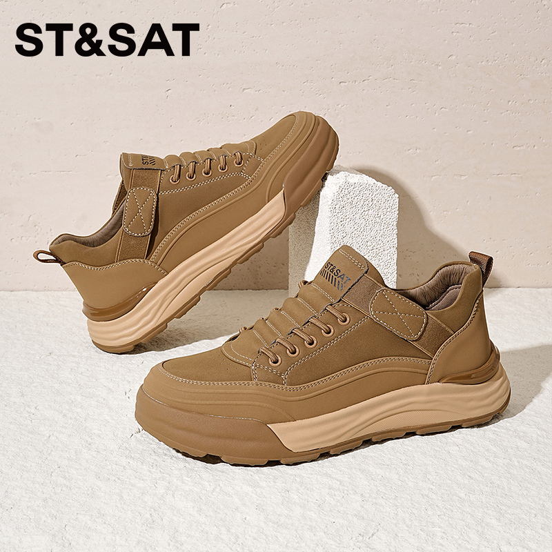 星期六男鞋免系带复古休闲鞋子2025秋冬季板鞋运动鞋男士工装皮鞋 - 图2