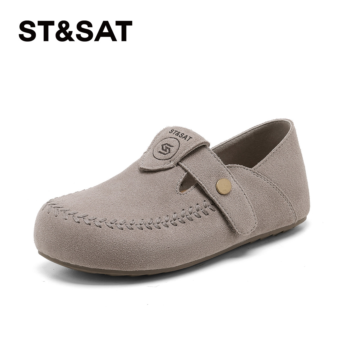 星期六平底勃肯鞋女2026春季新款杏色软底全包舒适一脚蹬休闲单鞋,淘宝优惠券,粉丝福利购,淘宝优惠卷