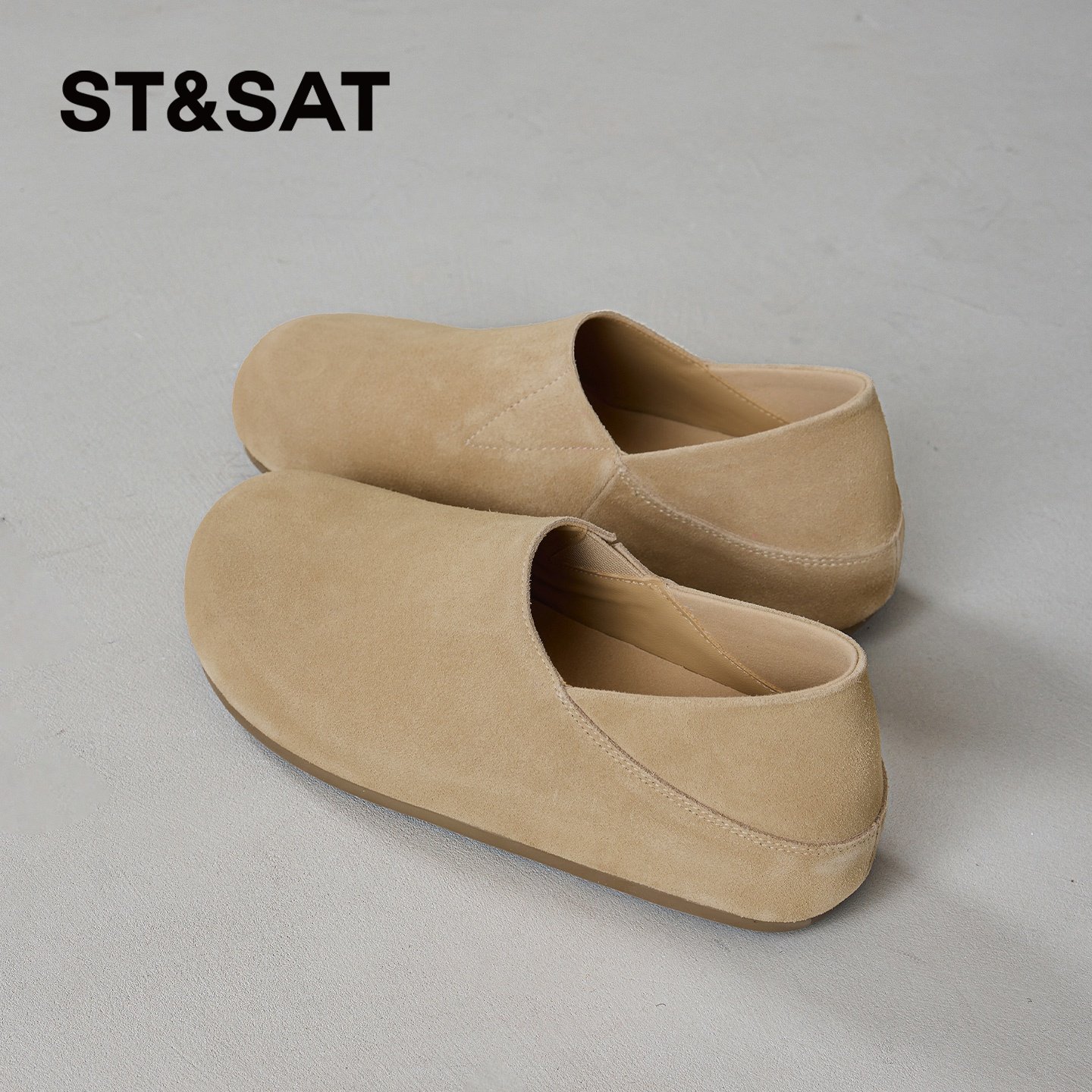 星期六平底勃肯鞋女2026春季新款复古杏色百搭软底一脚蹬深口单鞋,淘宝优惠券,粉丝福利购,淘宝优惠卷