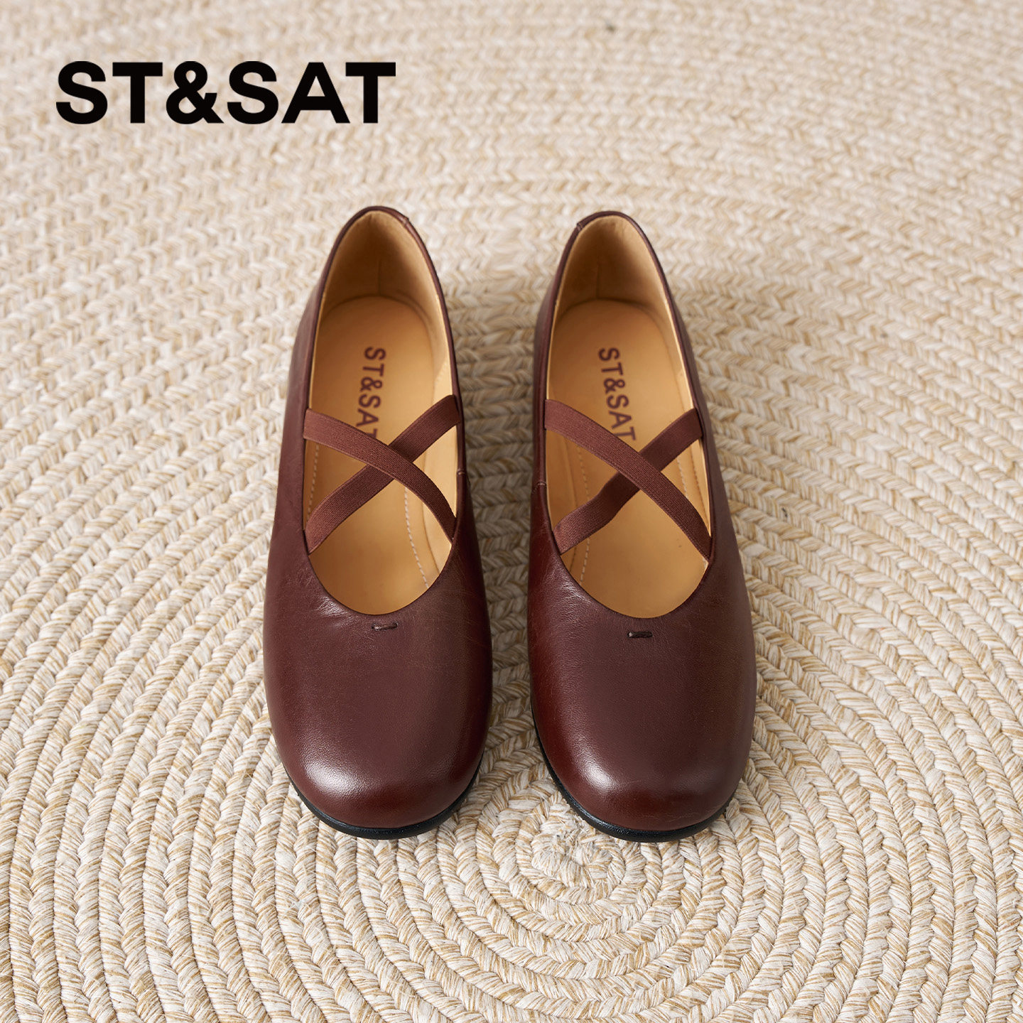 星期六棕色玛丽珍鞋女2026年春季新款休闲芭蕾风交叉绑带浅口单鞋,淘宝优惠券,粉丝福利购,淘宝优惠卷