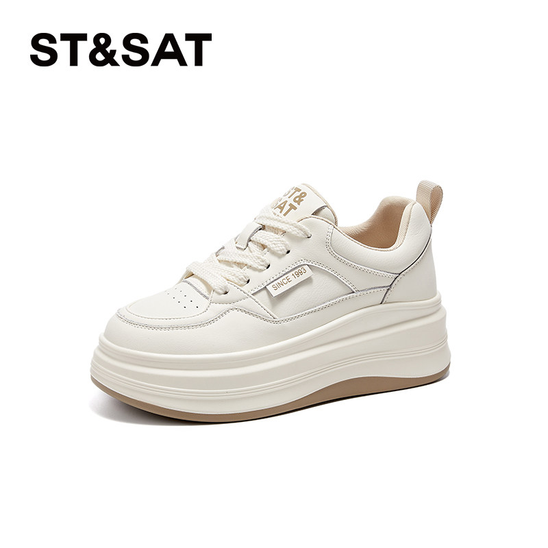 星期六厚底小白鞋女2025新款春季爆款百搭显瘦增高运动休闲板鞋女