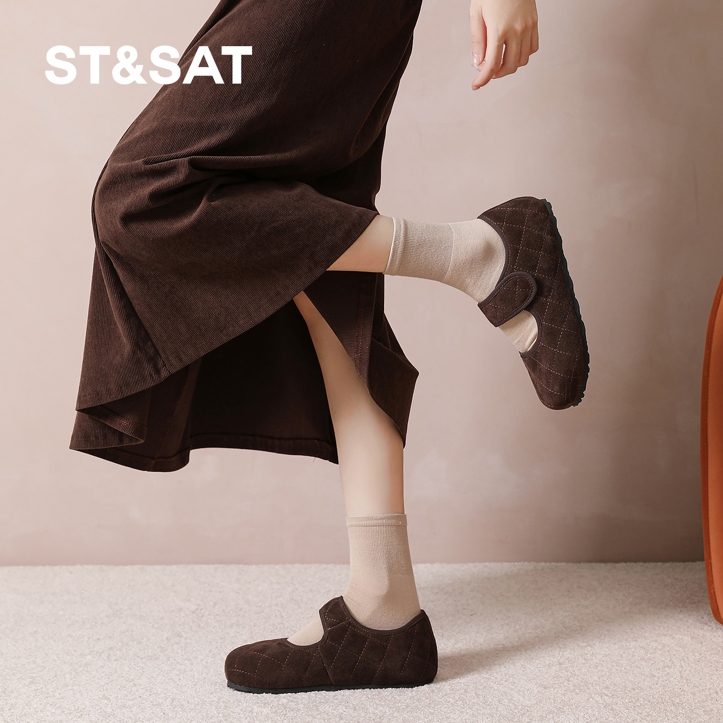 星期六真皮玛丽珍鞋子女款2025新款显脚小勃肯鞋秋冬加绒保暖棉鞋 - 图3