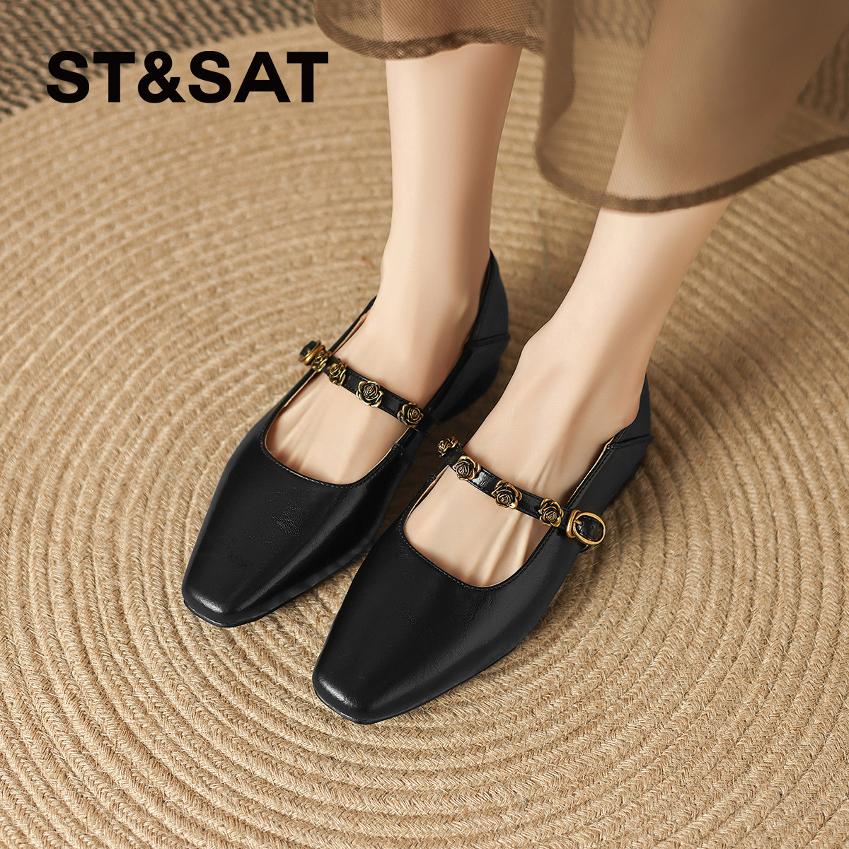 星期六单鞋女鞋子法式玛丽珍鞋羊皮浅口新款皮鞋平底白色真皮女款,淘宝优惠券,粉丝福利购,淘宝优惠卷