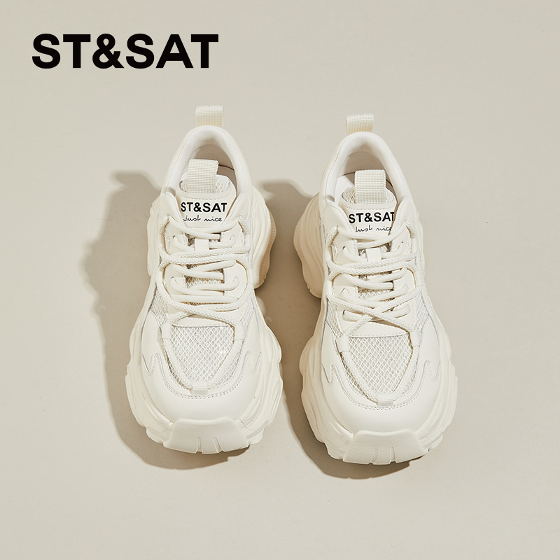 星期六厚底老爹鞋女2025新款秋季增高显脚小轻便运动休闲鞋女 - 图1