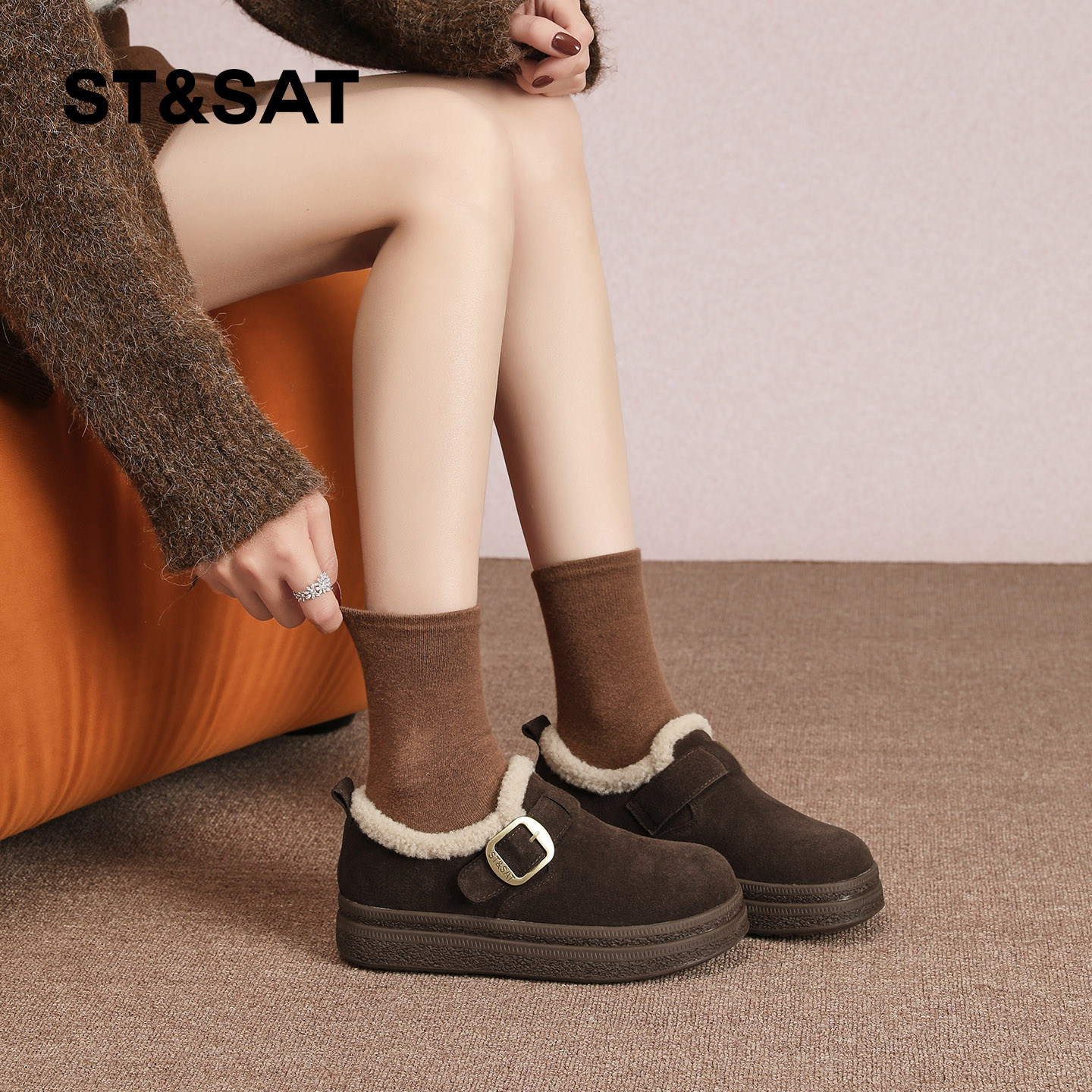星期六复古加绒勃肯鞋女厚底2025冬季新款皮带扣加厚保暖大棉鞋子,淘宝优惠券,粉丝福利购,淘宝优惠卷