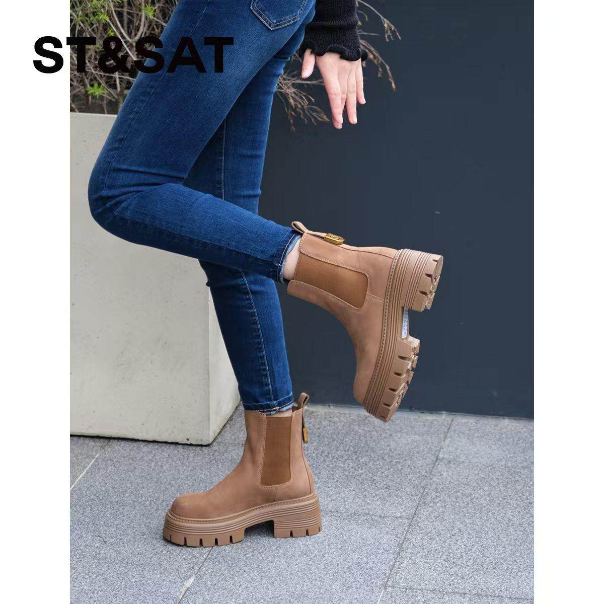 牛皮真皮加绒星期六马丁靴女靴子复古切尔西靴冬季烟筒靴厚底短靴,淘宝优惠券,粉丝福利购,淘宝优惠卷