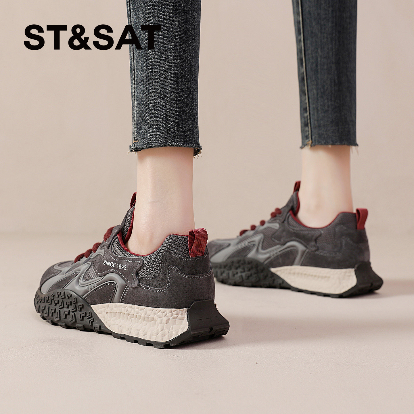 星期六加绒德训鞋女2025新款秋冬爆款鞋子厚底登山阿甘运动鞋老爹