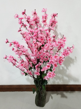 厂家直供仿真花桃花树假桃花树家居景观大型盆栽绿植盆景摆件