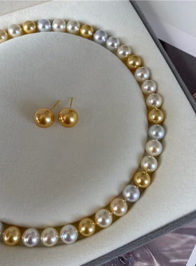 西大班南洋白蝶皇后珍珠项链女爆款人造海水澳白金珠混彩锁骨