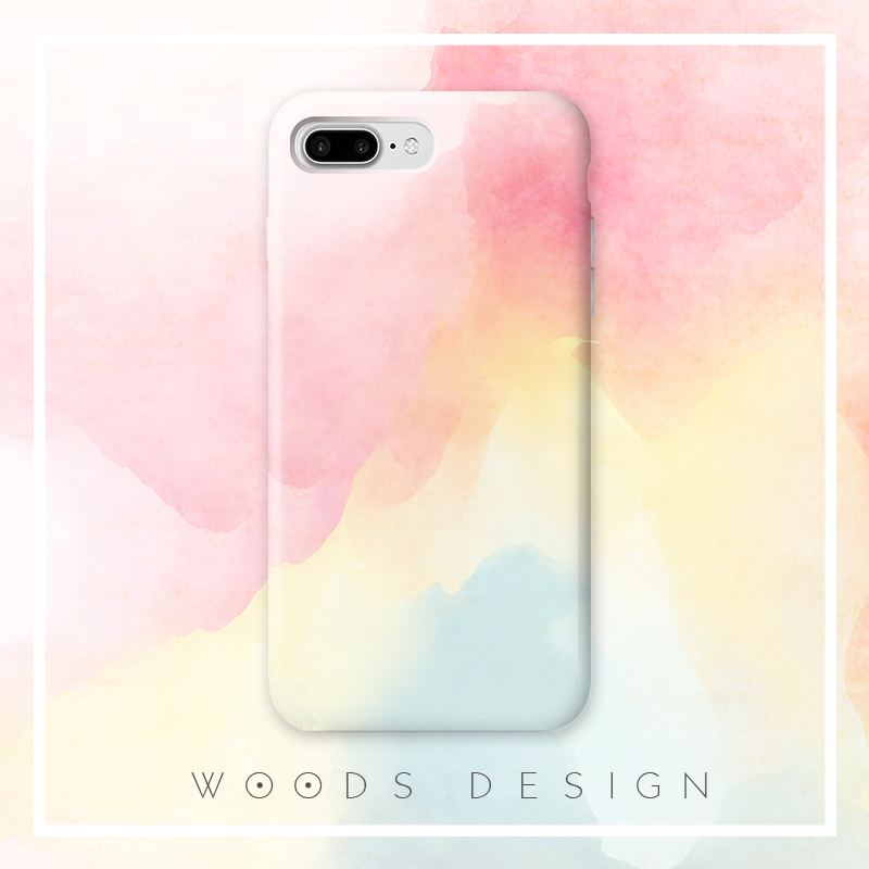 woods原創簡約文藝原創淡雅清新彩虹水彩6s手機殼ip6plus i8 iX