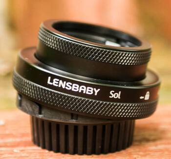 Lensbaby Sol 45 ເລນ tilt-shift fixed focus tilt lens.