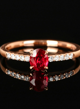 东泰珠宝18k金缅甸红宝石戒指