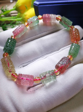 碧玺手链天然正品西瓜女老矿料