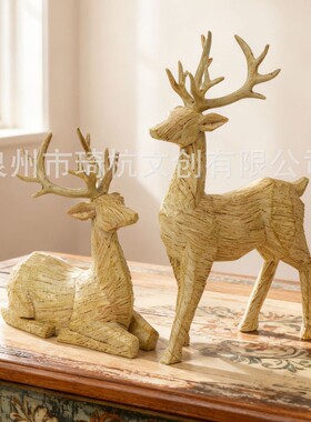 厂家直销创意北欧套装鹿酒柜装饰品摆件客厅现代轻奢风树脂工艺品