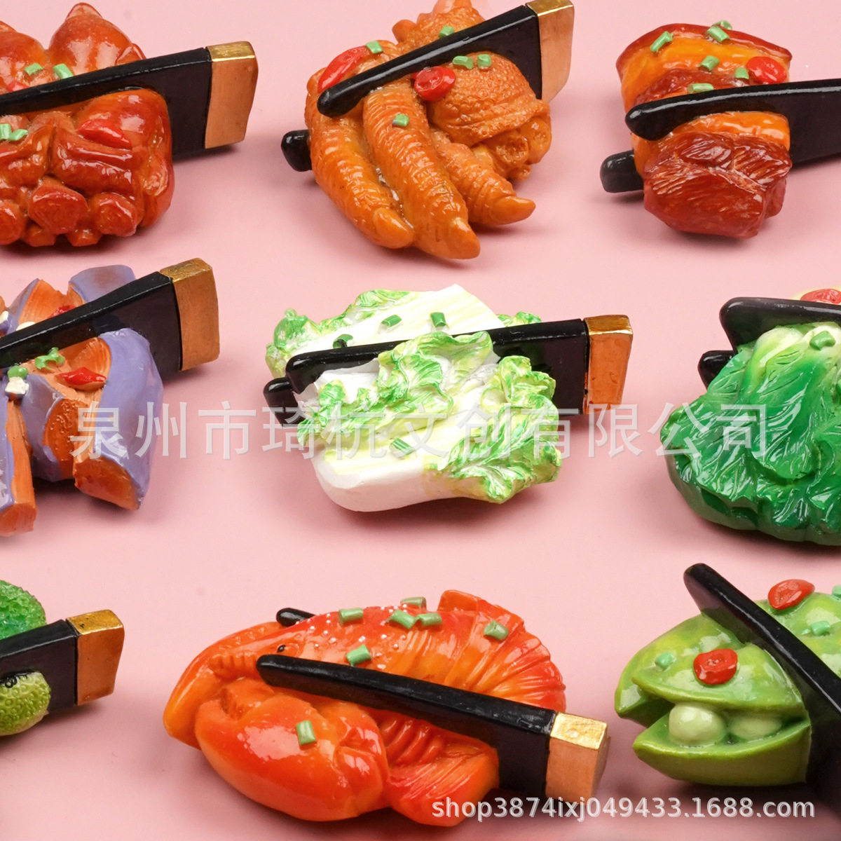 中式美食冰箱贴装饰大卡食玩筷子夹面排骨龙虾猪蹄鸡爪立体冰箱贴,淘宝优惠券,粉丝福利购,淘宝优惠卷