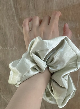 4色~缎面珠光感肠圈 丸子头马尾头花盘发头饰发圈素色简约发绳
