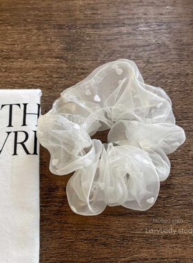 轻纱 精致立体植绒小爱心小众网纱头花 马尾小肠圈发圈皮筋头绳