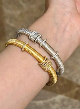 法式轻奢复古925纯银时来运转手镯简约小众设计感细窄手环百搭女