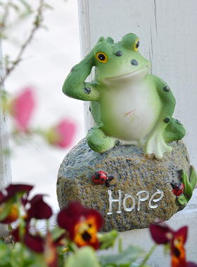 阳台田园树脂可爱青蛙装饰小摆件