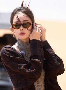 404的店韩版时髦椭圆墨镜板材尼龙镜片Y2K小红书rose同款太阳眼镜