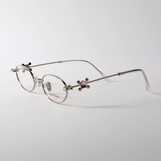 404的店复古椭圆框金属斯文撕漫眼镜Y2K甜酷辣妹近视框架男女镜框