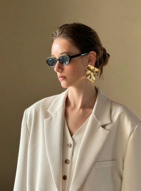 404的店韩版椭圆小框偏光墨镜街拍凹造型小红书太阳眼镜2025年新