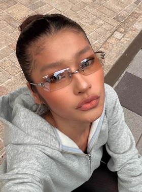 404的店韩版长方形铆钉水银墨镜