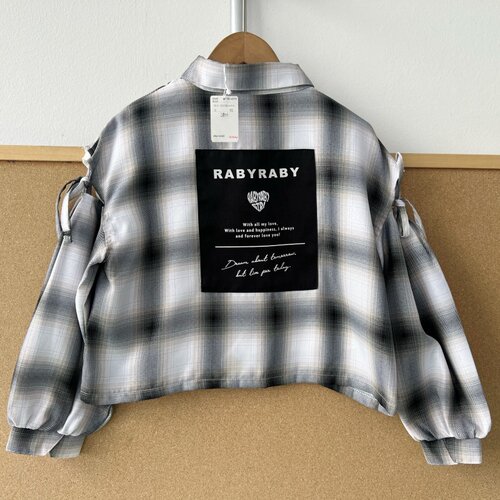 3K-15儿童款两件套圆领格子复古设计感慵懒风盐系字母长袖Y26-2 - 图2