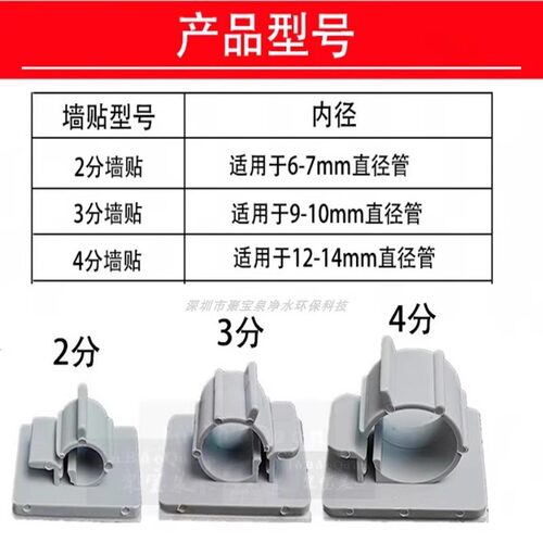 净水器纯水机2分3分4分PE管CCK管夹管卡 软管固定座墙卡带背胶贴 - 图1
