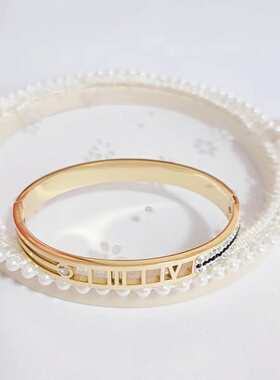 欧美女钛钢时尚百搭手镯直播热卖