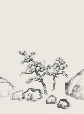 虫二书画新中式床头黑胡桃实木留白装饰画沙发背景墙禅意真迹挂画