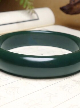 和田玉青玉手镯和田玉手镯玉镯子女款手镯52.23克64圈口