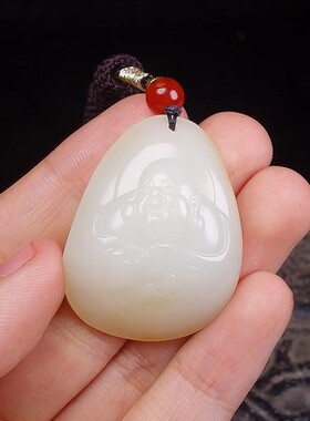 和田玉糖白玉佛公吊坠15.56克