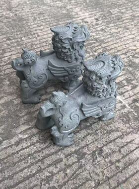 石雕貔貅一对天然青石狮子摆件园林景观庭院花园门口镇宅瑞兽貔貅