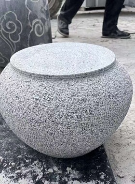 定制花岗岩石雕柱顶石柱子石墩底座圆柱芝麻白柱脚石柱础石柱墩