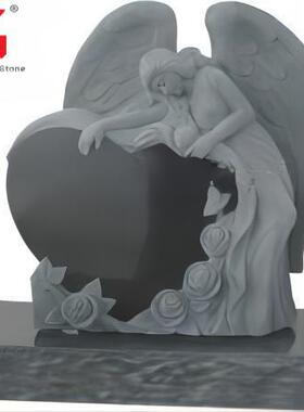 惠安天使爱心墓碑 大理石 花岗岩欧美杯雕像跨境白色天使摆件复古
