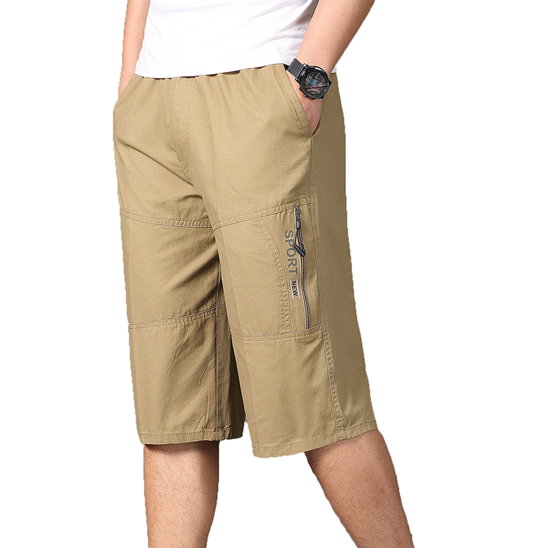 青年休闲七分裤男宽松多袋工装裤松紧中年中裤拉链口袋七分裤短裤,淘宝优惠券,粉丝福利购,淘宝优惠卷